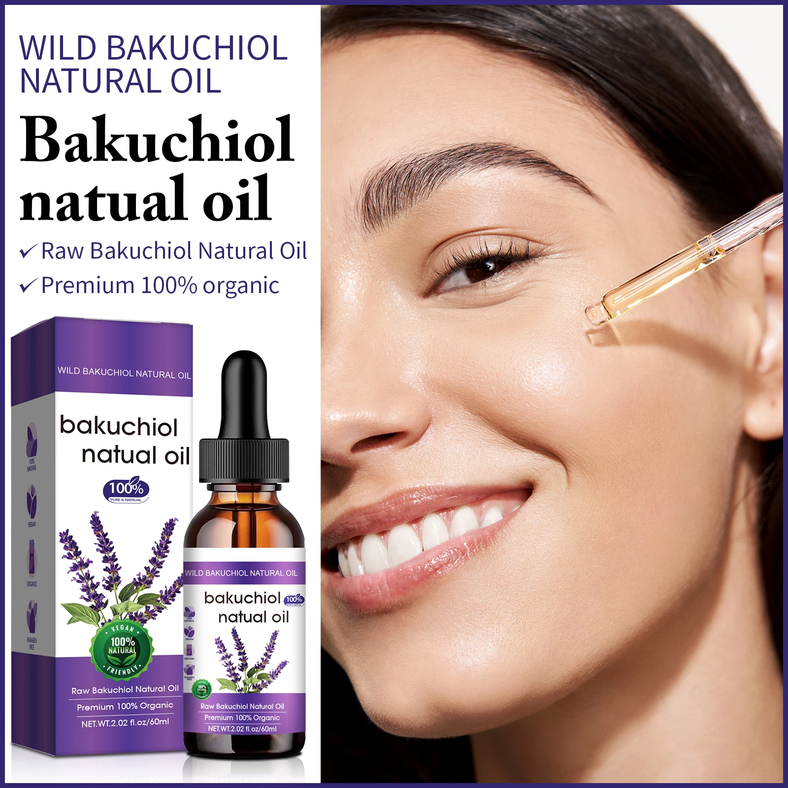 Bakuchiol Retinol Alternative - Minyak Wajah Anti-Penuaan Botanical 60ml -