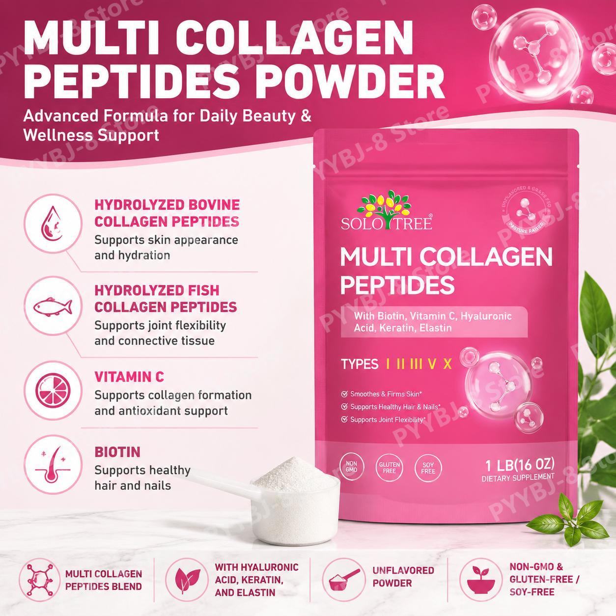 Vitamin C Powder - SoloTree Multi Collagen Peptides Powder dengan