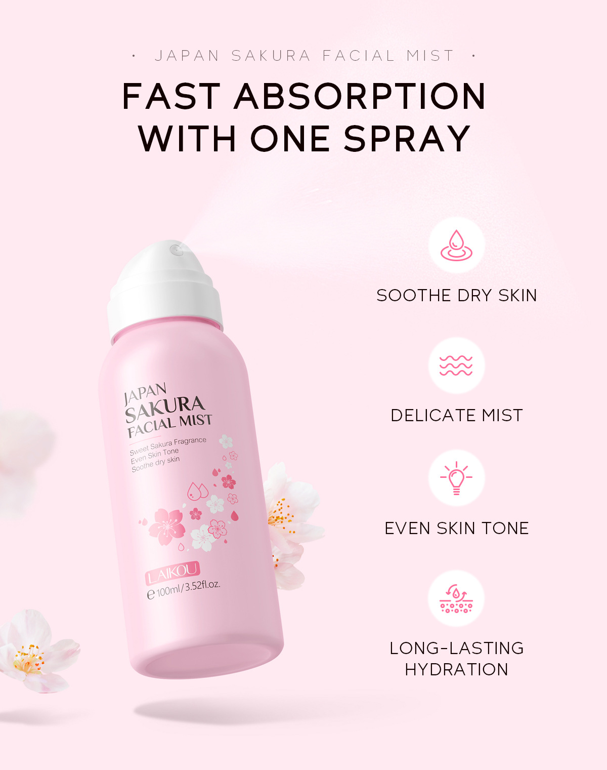 LAIKOU Sakura Semprotan Pencer - Niacinamide Brightening Serum ulasan dan harga